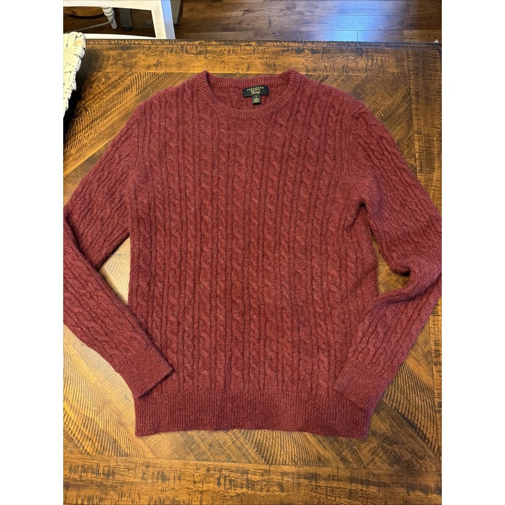 Cashmere Club Room Luxury Burgundy Pullover 100% Cashmere Sweater Large Preppy